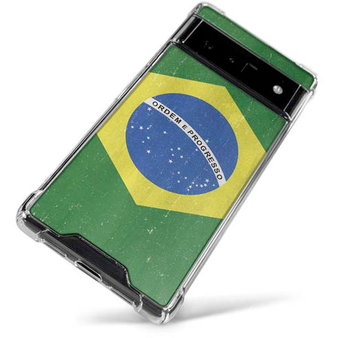 Brazil Flag Distressed Google Pixel 6 Clear Case
